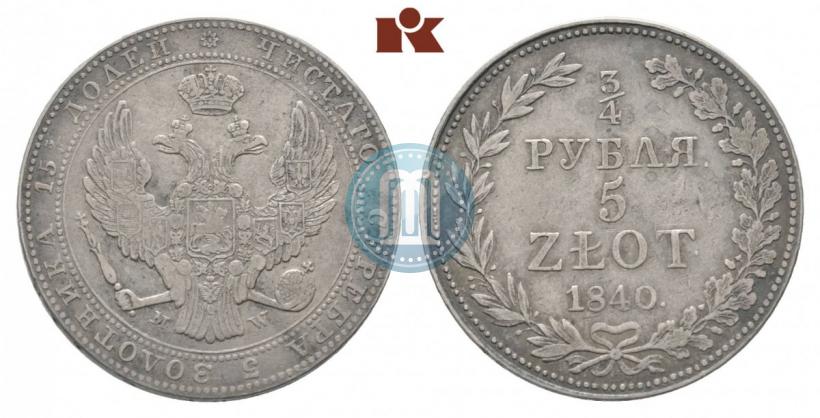 Picture 3/4 roubles - 5 złotych 1840 year MW 