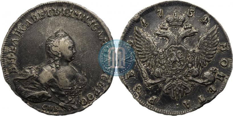Picture 1 rouble 1754 year СПБ-IМ "Portrait by Benjamin Scott"