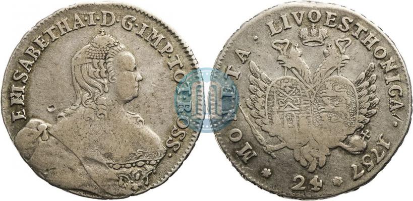 Picture 24 kopecks 1757 year  "For Livonia"