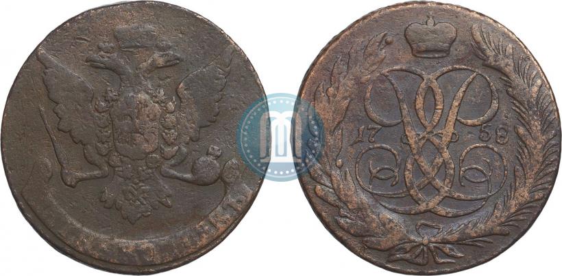 Picture 5 kopecks 1758 year  