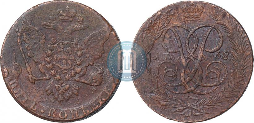 Фото 5 копеек 1758 года  