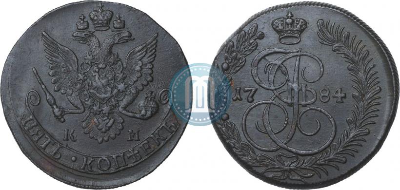 Фото 5 копеек 1784 года КМ 