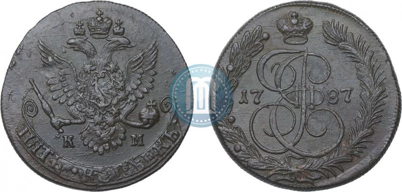 Фото 5 копеек 1787 года КМ 