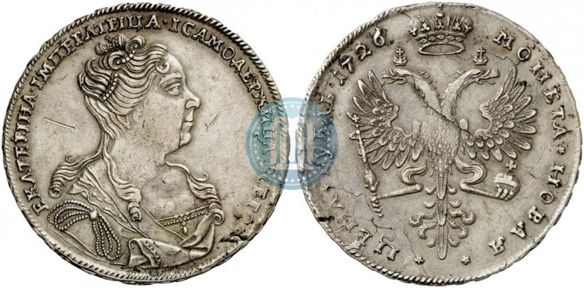Picture 1 rouble 1726 year  "Moscow type, portrait turned to the right"