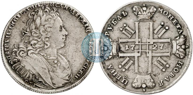 Фото 1 рубль 1727 года СПБ "Петербургский тип"