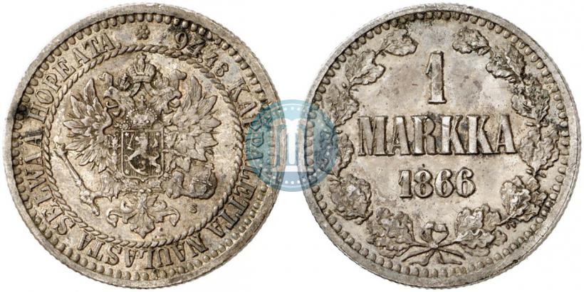 Picture 1 markka 1866 year S 