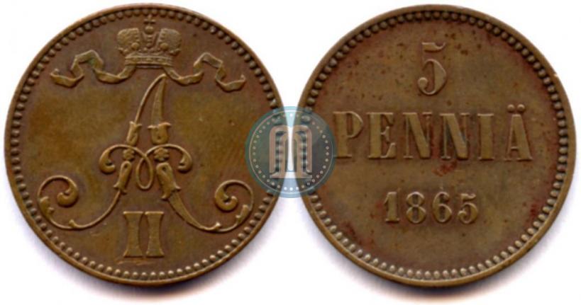 Фото 5 пенни 1865 года  