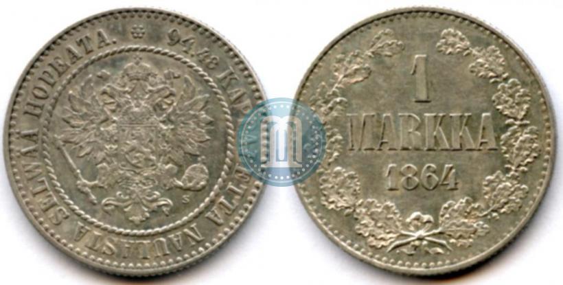 Picture 1 markka 1864 year S 
