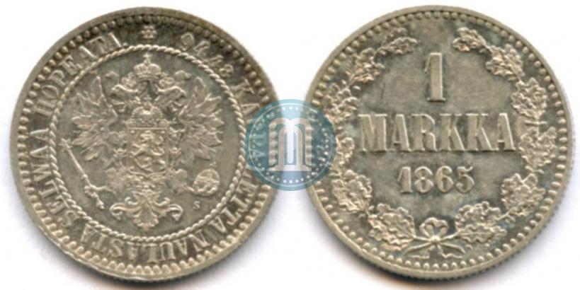 Picture 1 markka 1865 year S 