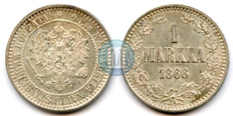 Picture 1 markka 1866 year S 