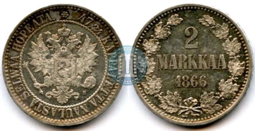 Picture 2 markkaa 1866 year S 