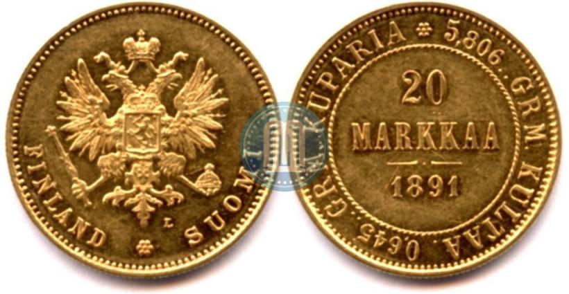 Picture 20 markkaa 1891 year L 