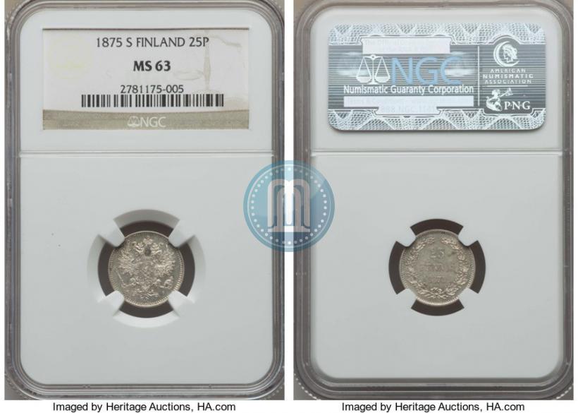 Фото 25 пенни 1875 года S 