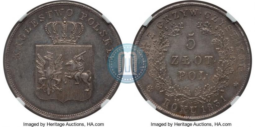 Picture 5 złotych 1831 year KG "Polish uprising"