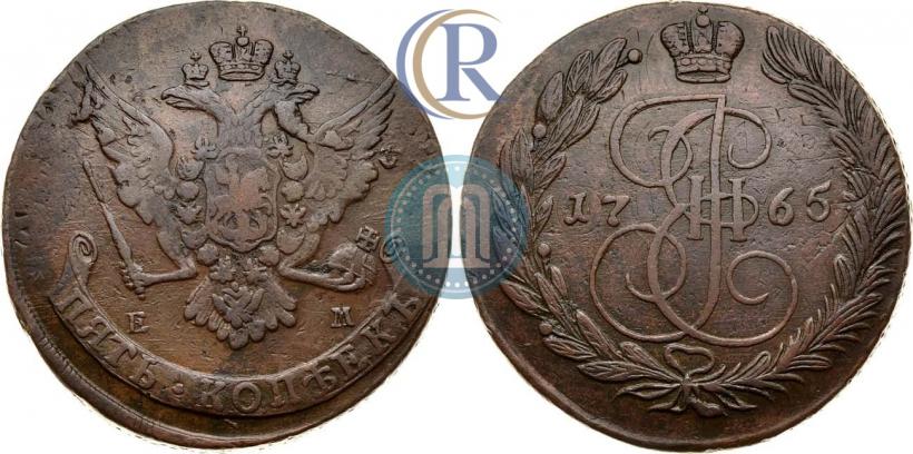 Фото 5 копеек 1765 года ЕМ 