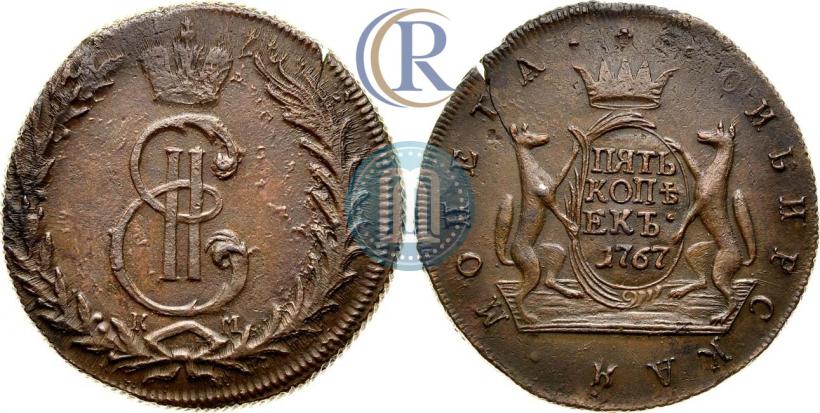 Picture 5 kopecks 1767 year КМ 