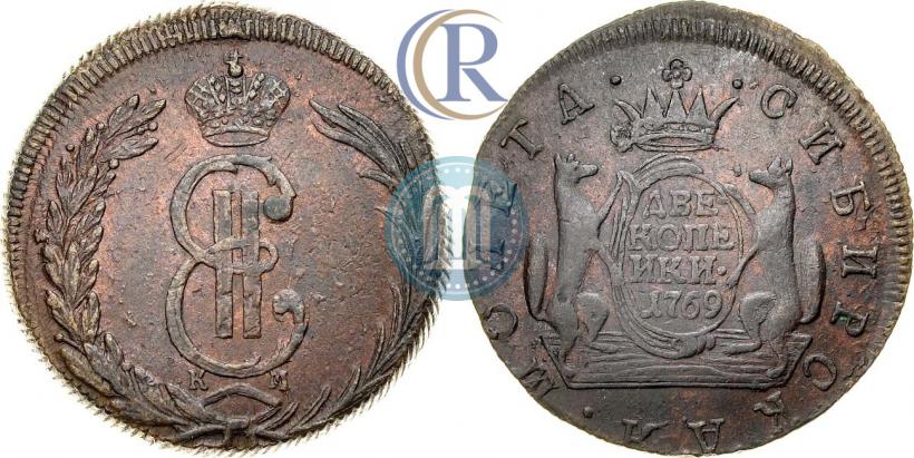 Фото 2 копейки 1769 года КМ 
