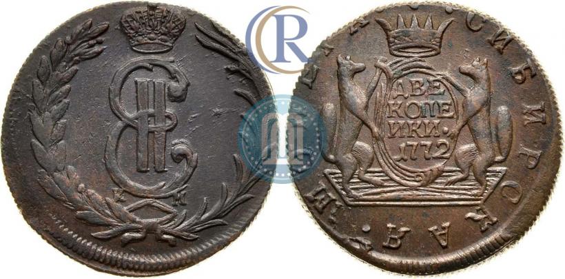 Фото 2 копейки 1772 года КМ 