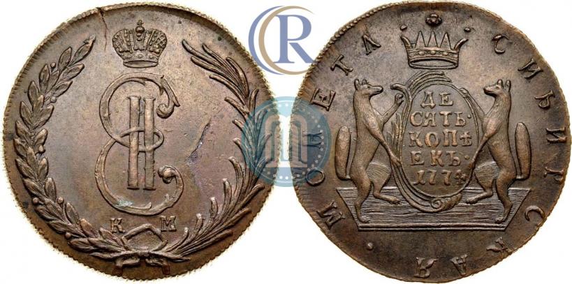 Фото 10 копеек 1774 года КМ 