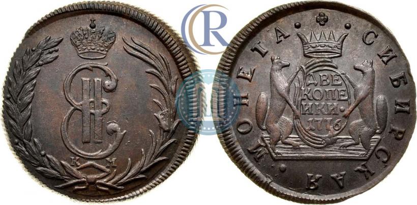 Фото 2 копейки 1776 года КМ 