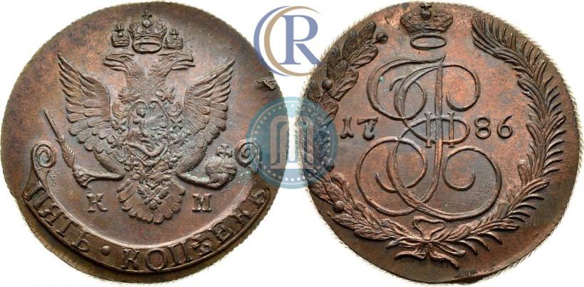 Фото 5 копеек 1786 года КМ 