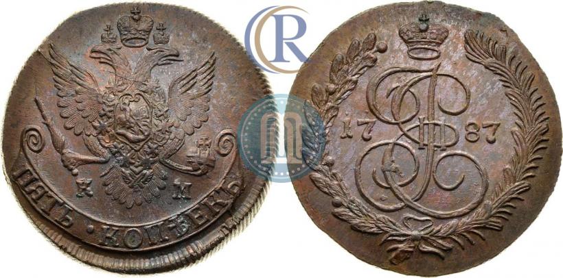 Фото 5 копеек 1787 года КМ 