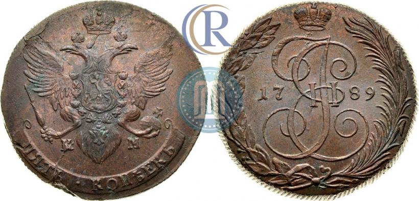 Фото 5 копеек 1789 года КМ 