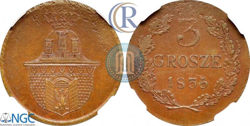 Picture 3 grosze 1835 year  "Pattern"