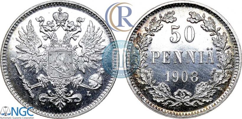 Picture 50 pennia 1908 year L 