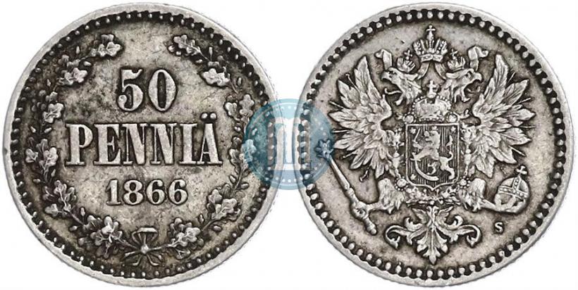 Фото 50 пенни 1866 года S 