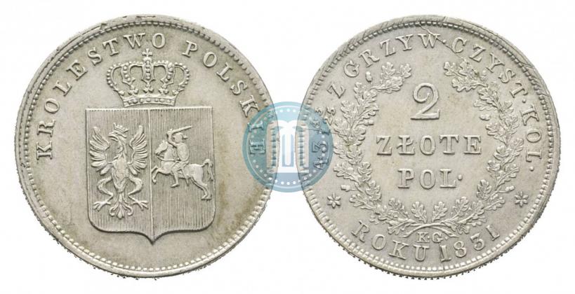 Фото 2 злотых 1831 года KG "Польское восстание"