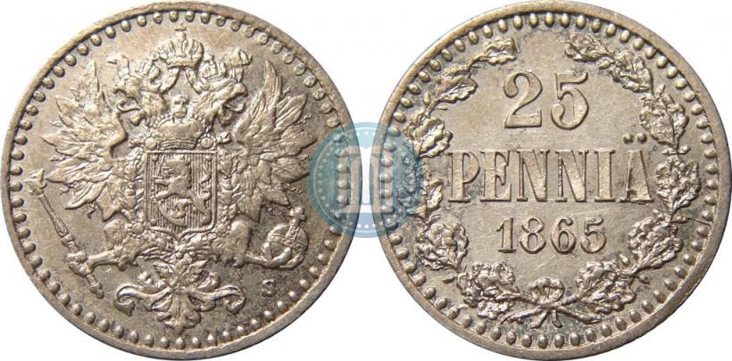 Фото 25 пенни 1865 года S 