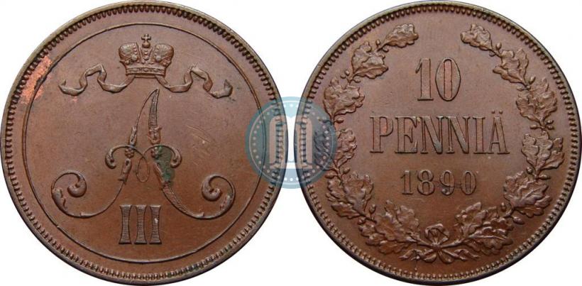 Picture 10 pennia 1890 year  