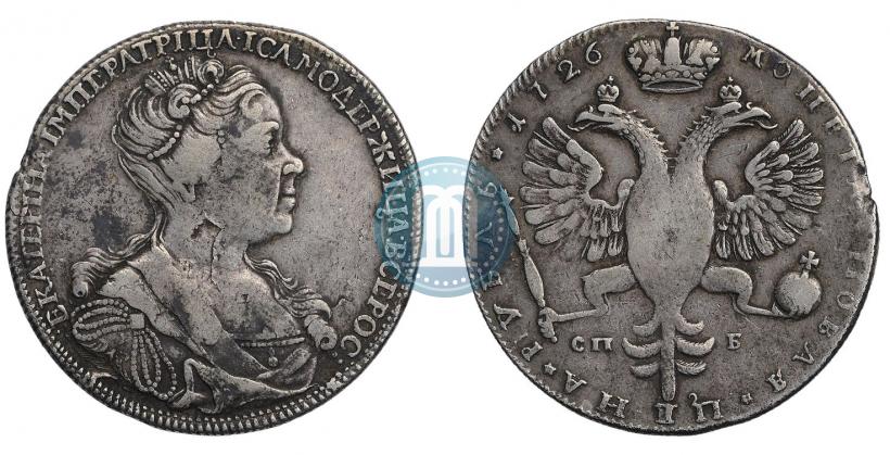 Picture 1 rouble 1726 year СПБ "Petersburg type, portrait turned to the right"