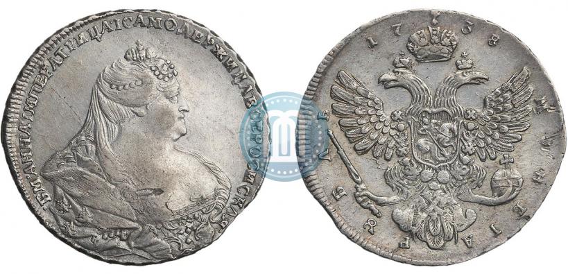 Фото 1 рубль 1738 года  "Московский тип"