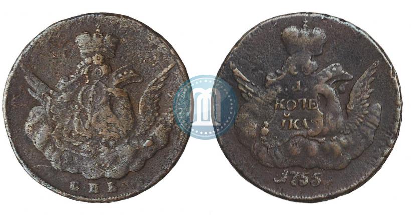 Picture 1 kopeck 1755 year СПБ 