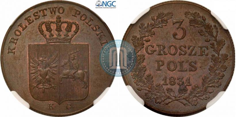 Фото 3 гроша 1831 года KG "Польское восстание"