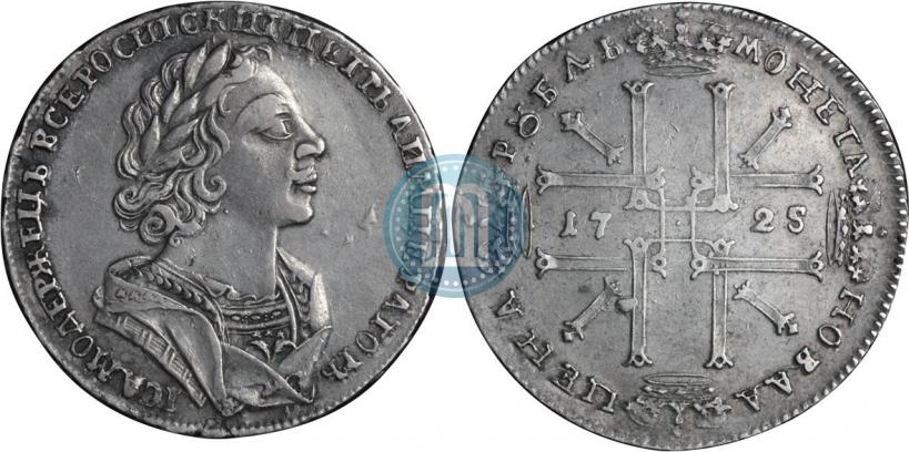 Фото 1 рубль 1725 года  "Портрет в античных доспехах"