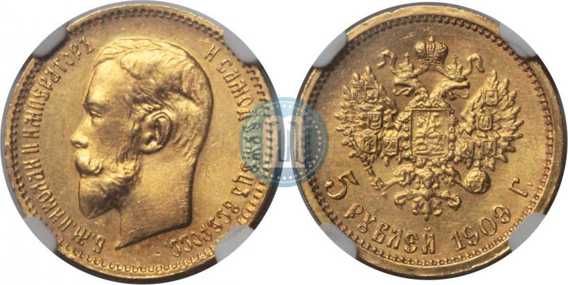 Picture 5 roubles 1909 year (ЭБ) 