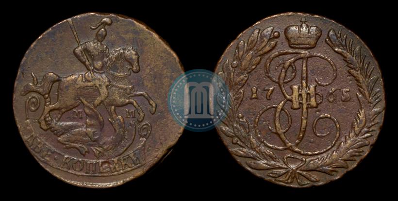 Фото 2 копейки 1765 года ММ 