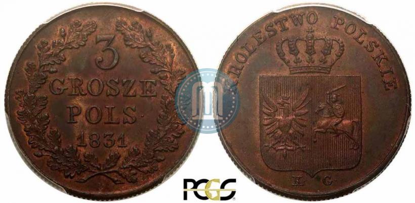 Фото 3 гроша 1831 года KG "Польское восстание"