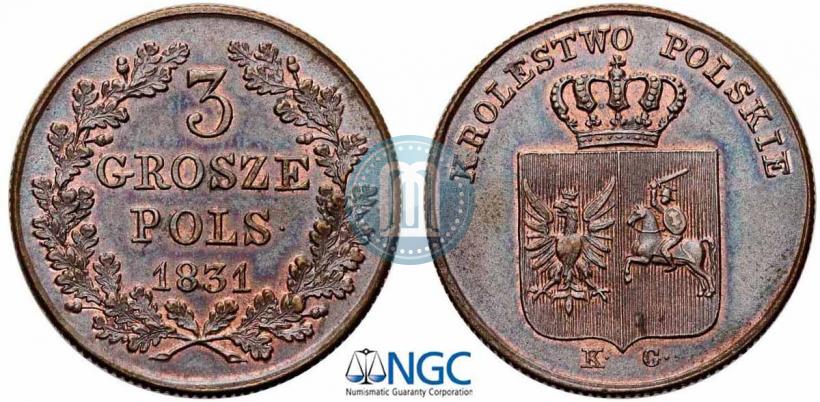Picture 3 grosze 1831 year KG "Polish uprising"