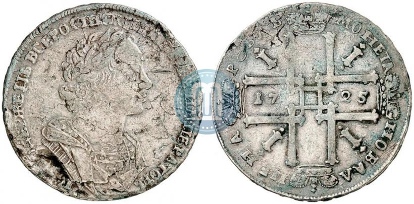 Фото 1 рубль 1725 года  "Портрет в античных доспехах"
