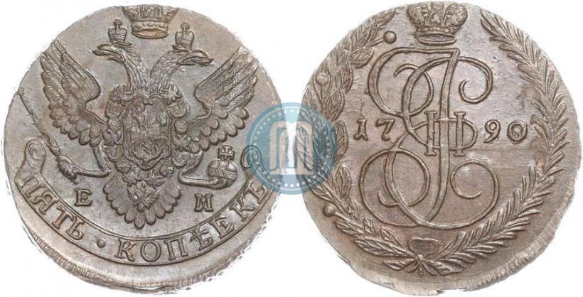 Picture 5 kopecks 1790 year ЕМ 