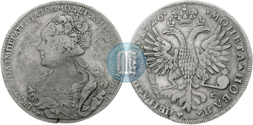 Picture 1 rouble 1726 year СПБ "Petersburg type, portrait turned to the left"