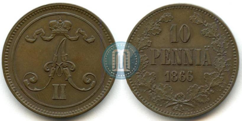Picture 10 pennia 1866 year  