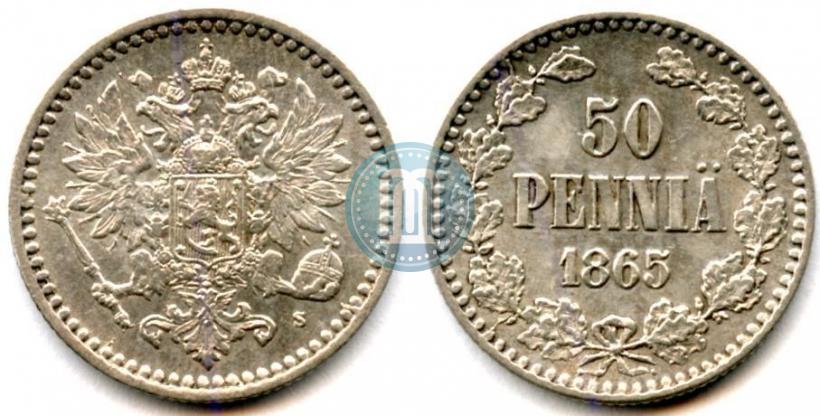 Фото 50 пенни 1865 года S 