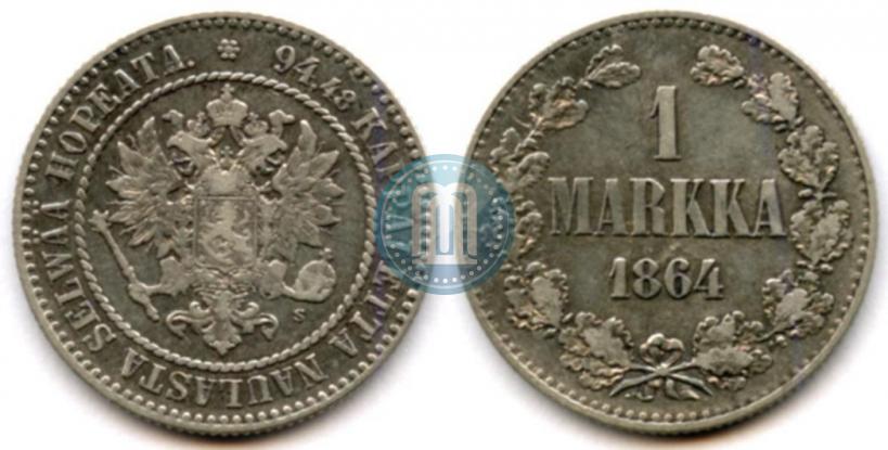 Picture 1 markka 1864 year S 