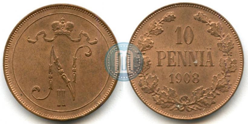 Picture 10 pennia 1908 year  