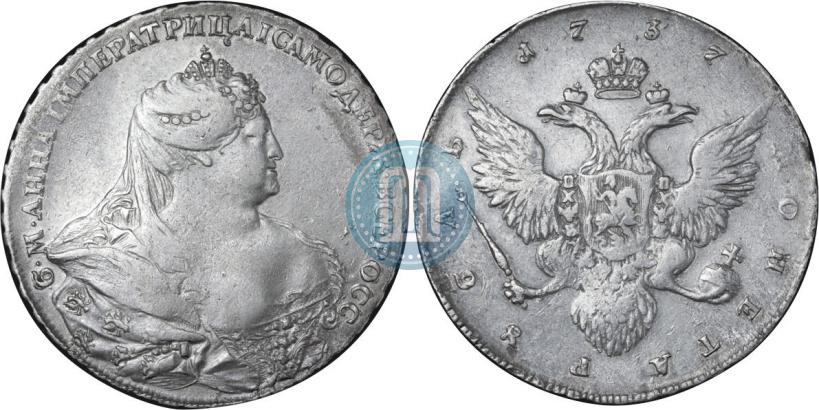 Фото 1 рубль 1737 года  "Работы Гедлингера"